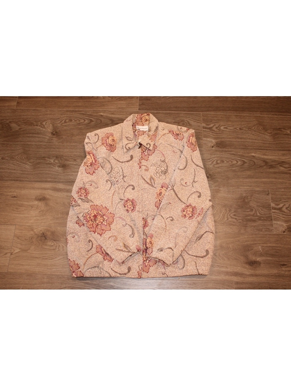 Alfred Dunner Women's Size 18 Floral Patterned Button-Up Jacket with Beaded Det.